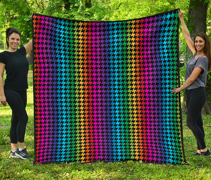 Rainbow Gay Pride Zigzag Pattern Print Quilt
