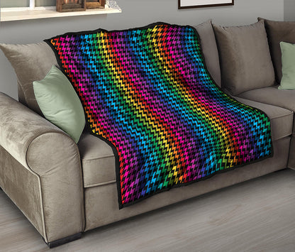 Rainbow Gay Pride Zigzag Pattern Print Quilt