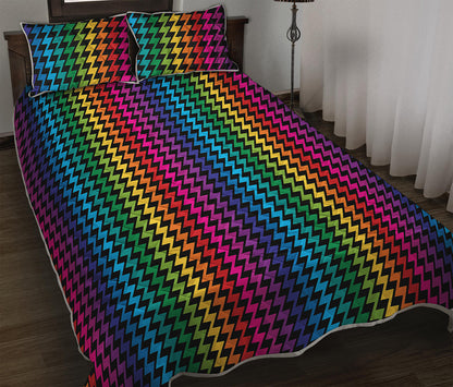 Rainbow Gay Pride Zigzag Pattern Print Quilt Bed Set