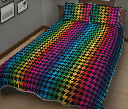 Rainbow Gay Pride Zigzag Pattern Print Quilt Bed Set