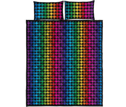 Rainbow Gay Pride Zigzag Pattern Print Quilt Bed Set