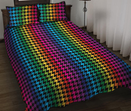 Rainbow Gay Pride Zigzag Pattern Print Quilt Bed Set