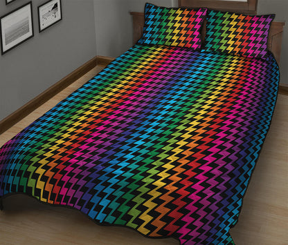 Rainbow Gay Pride Zigzag Pattern Print Quilt Bed Set