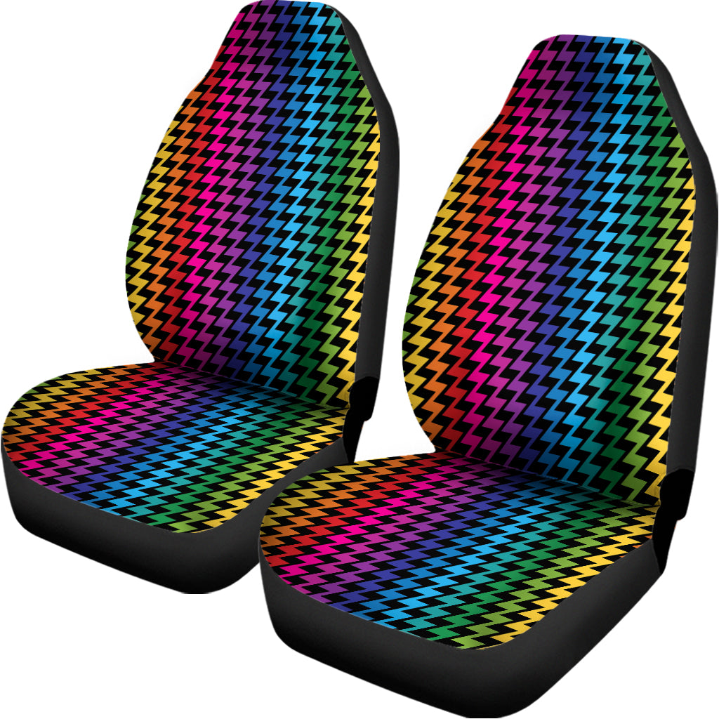 Rainbow Gay Pride Zigzag Pattern Print Universal Fit Car Seat Covers
