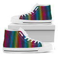 Rainbow Gay Pride Zigzag Pattern Print White High Top Sneakers