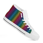 Rainbow Gay Pride Zigzag Pattern Print White High Top Shoes