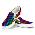 Rainbow Gay Pride Zigzag Pattern Print White Slip On Sneakers