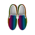Rainbow Gay Pride Zigzag Pattern Print White Slip On Shoes