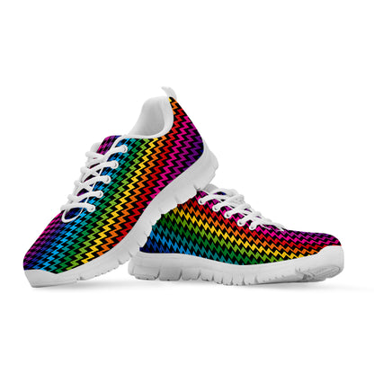 Rainbow Gay Pride Zigzag Pattern Print White Sneakers