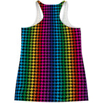 Rainbow Gay Pride Zigzag Pattern Print Women's Racerback Tank Top