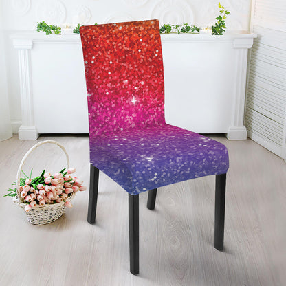 Rainbow Glitter Artwork Print Dining Chair Slipcover