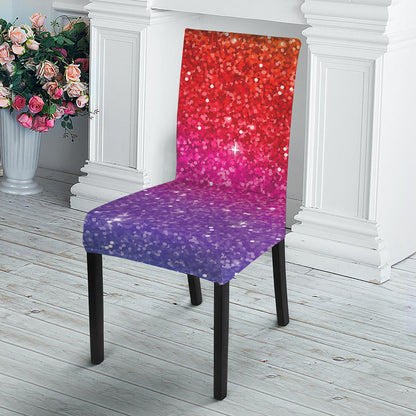 Rainbow Glitter Artwork Print Dining Chair Slipcover