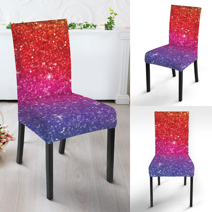 Rainbow Glitter Artwork Print Dining Chair Slipcover