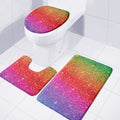 Rainbow (NOT Real) Glitter Artwork Print 3 Piece Bath Mat Set