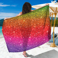 Rainbow (NOT Real) Glitter Artwork Print Beach Sarong Wrap
