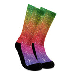 Rainbow Glitter Artwork Print (NOT Real Glitter) Crew Socks
