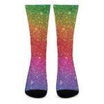 Rainbow Glitter Artwork Print (NOT Real Glitter) Crew Socks
