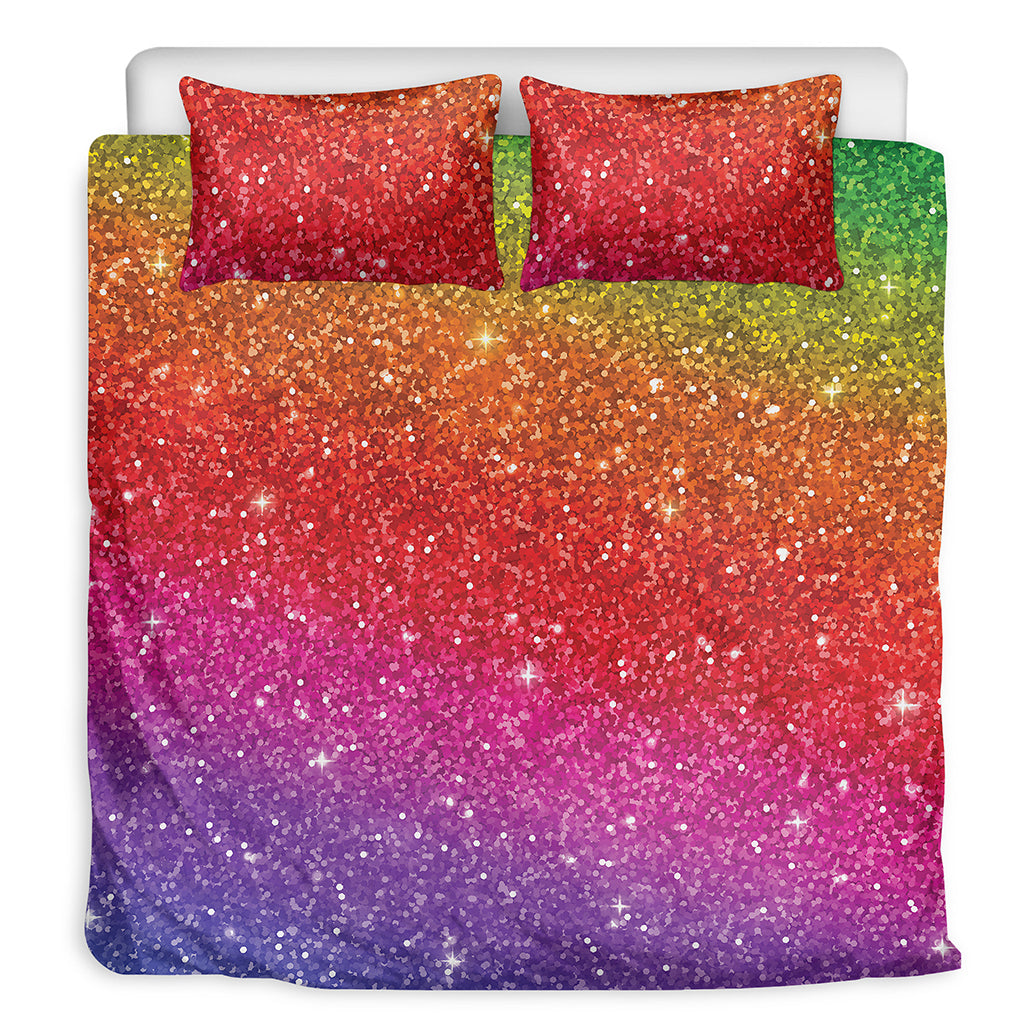 Rainbow Glitter Artwork Print (NOT Real Glitter) Duvet Cover Bedding Set