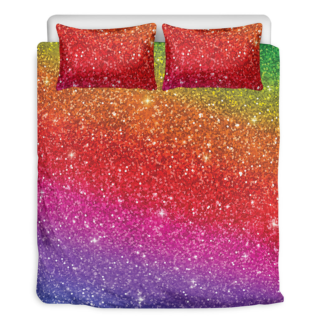 Rainbow Glitter Artwork Print (NOT Real Glitter) Duvet Cover Bedding Set
