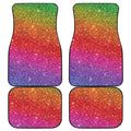 Rainbow (NOT Real) Glitter Artwork Print Front and Back Car Floor Mats