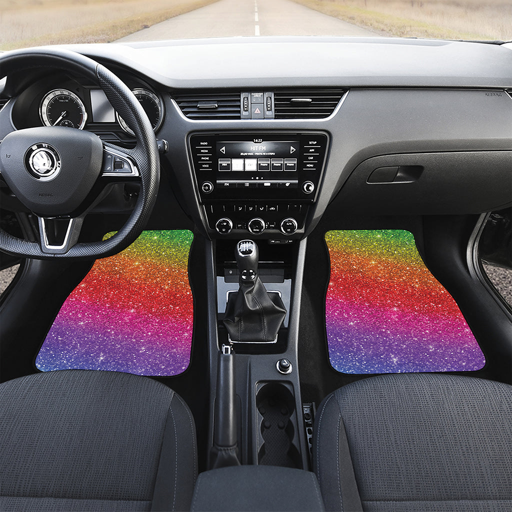 Rainbow Glitter Artwork Print (NOT Real Glitter) Front and Back Car Floor Mats