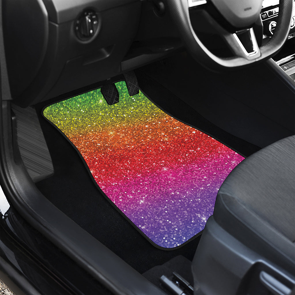 Rainbow Glitter Artwork Print (NOT Real Glitter) Front and Back Car Floor Mats