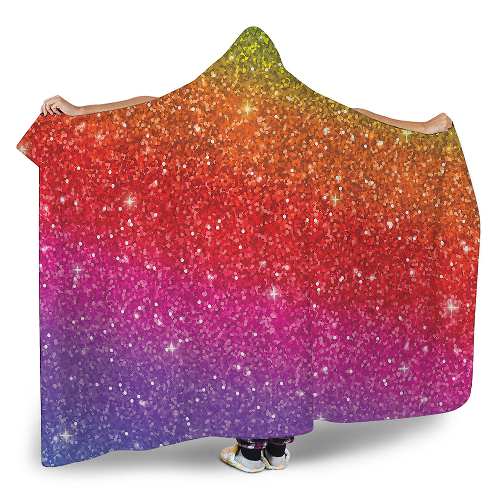 Rainbow Glitter Artwork Print (NOT Real Glitter) Hooded Blanket