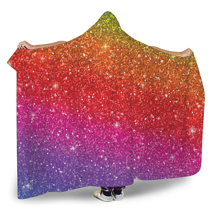 Rainbow Glitter Artwork Print (NOT Real Glitter) Hooded Blanket