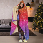 Rainbow Glitter Artwork Print (NOT Real Glitter) Hooded Blanket