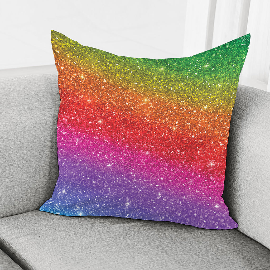 Rainbow Glitter Artwork Print (NOT Real Glitter) Pillow Cover