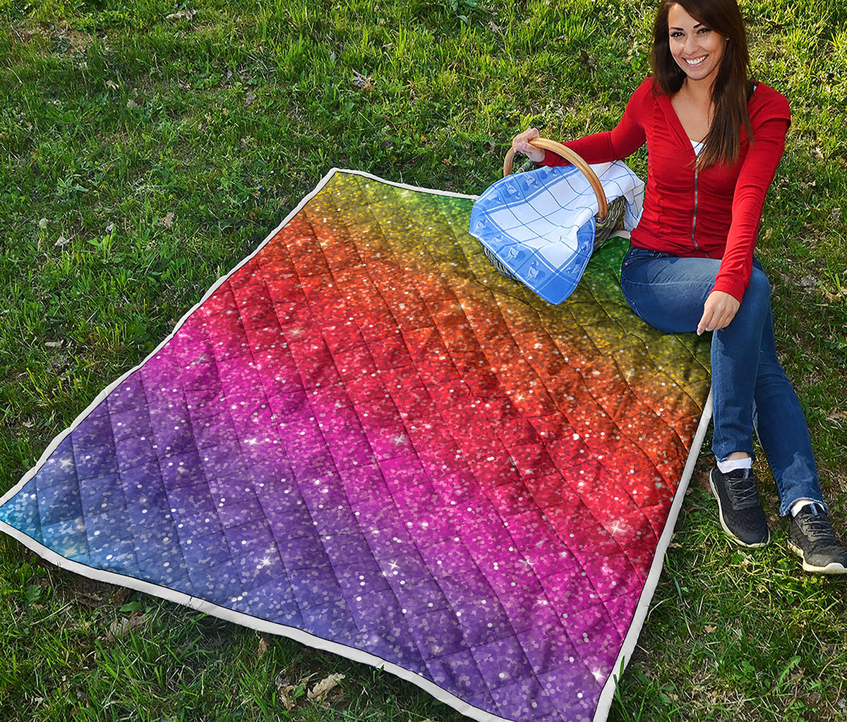 Rainbow Glitter Artwork Print (NOT Real Glitter) Quilt