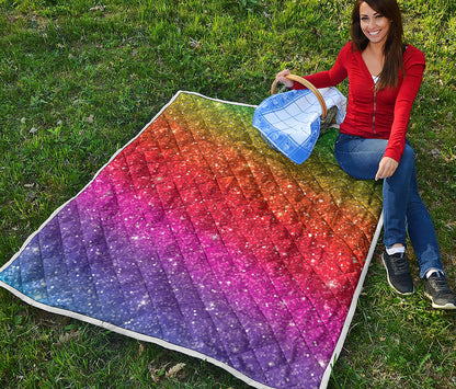 Rainbow Glitter Artwork Print (NOT Real Glitter) Quilt
