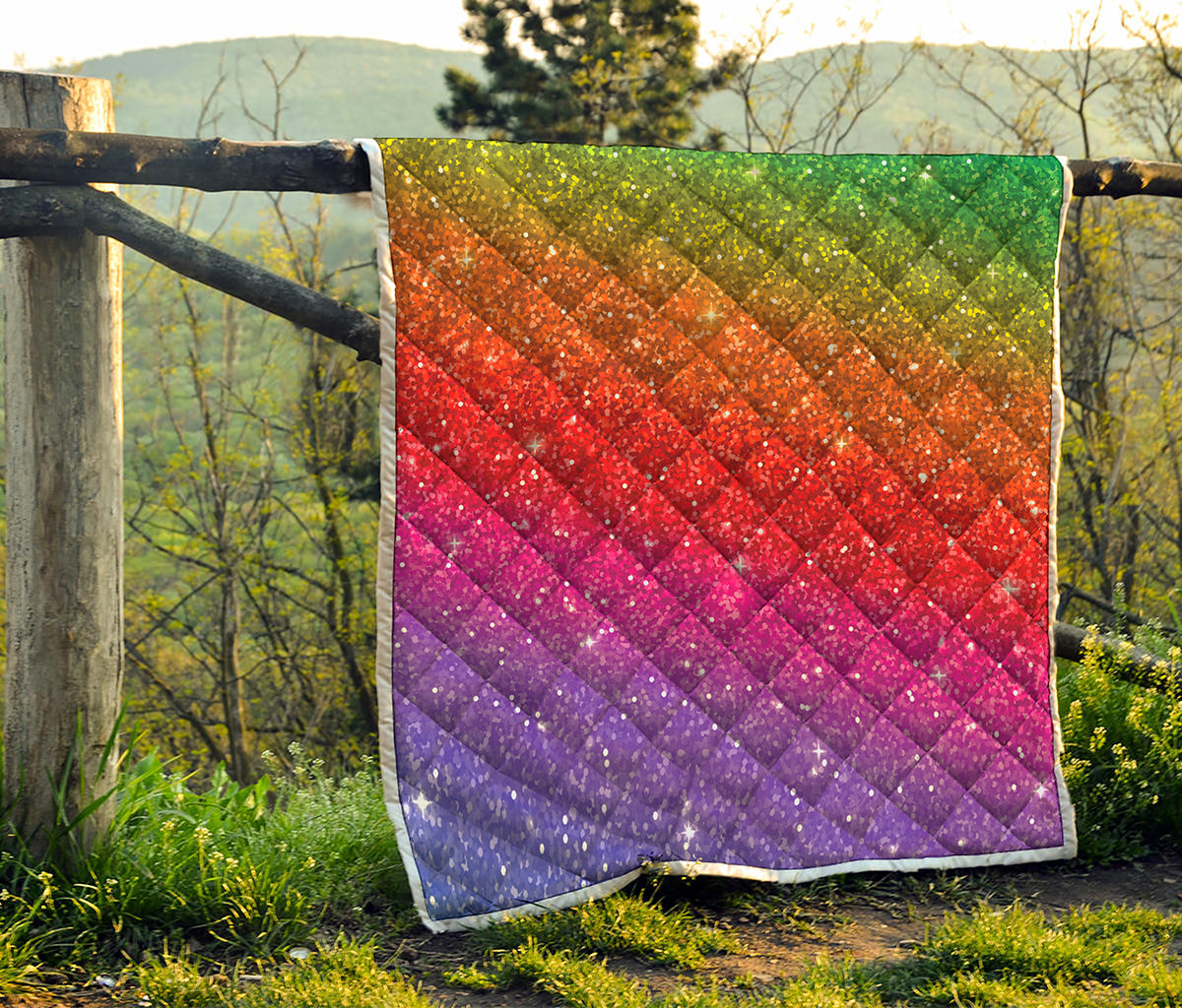 Rainbow Glitter Artwork Print (NOT Real Glitter) Quilt