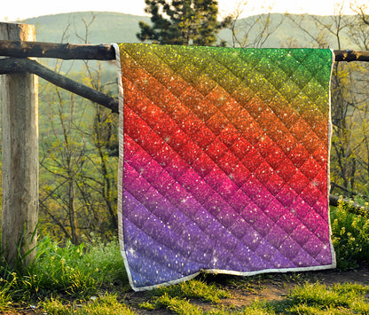 Rainbow Glitter Artwork Print (NOT Real Glitter) Quilt