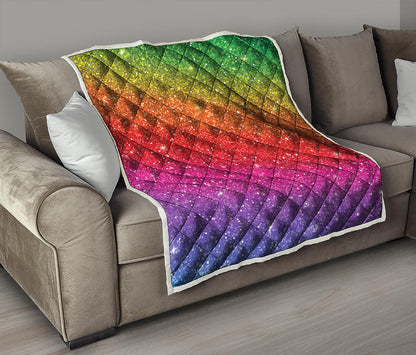 Rainbow Glitter Artwork Print (NOT Real Glitter) Quilt