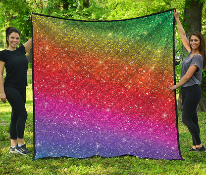 Rainbow Glitter Artwork Print (NOT Real Glitter) Quilt