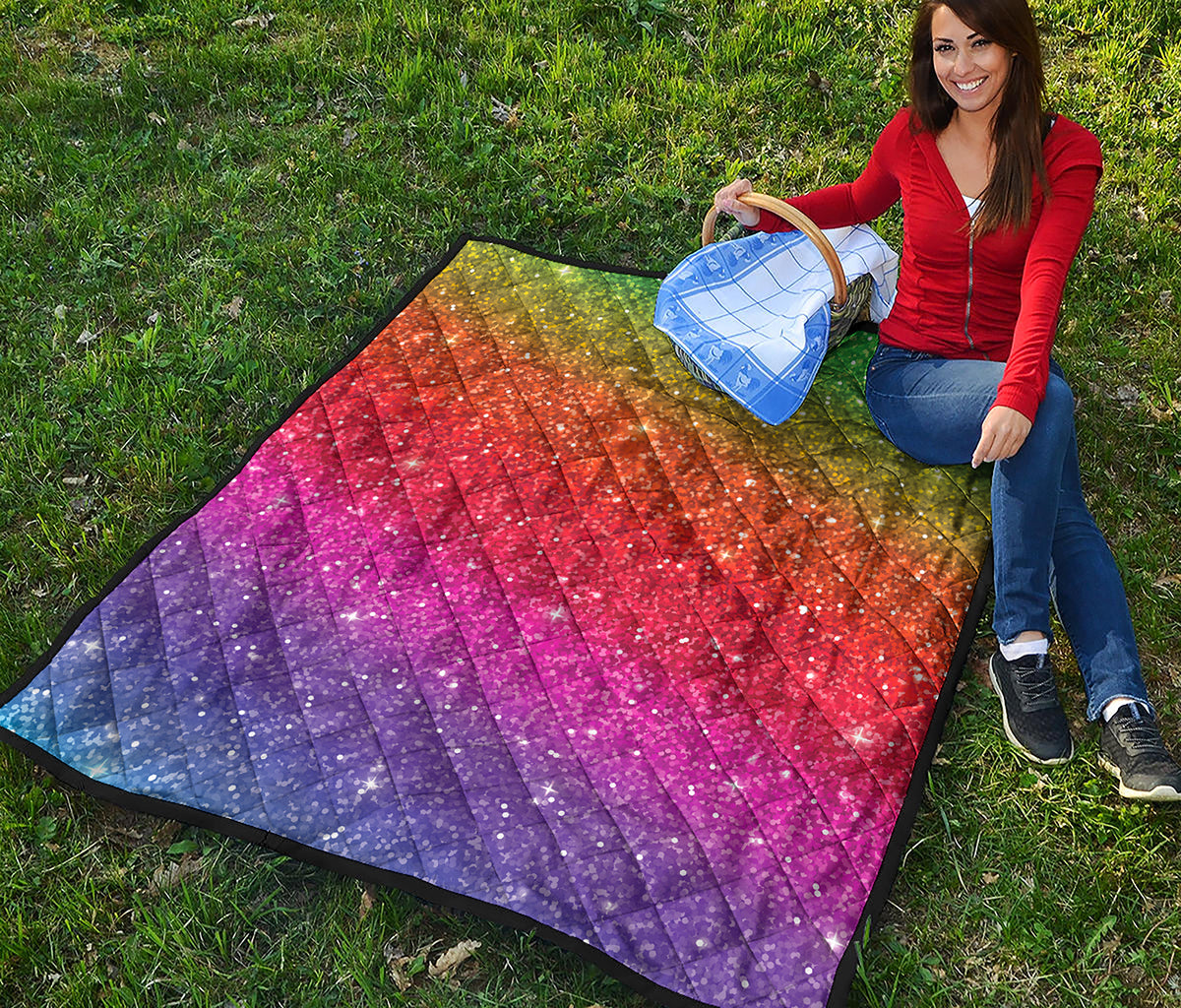 Rainbow Glitter Artwork Print (NOT Real Glitter) Quilt