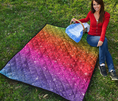 Rainbow Glitter Artwork Print (NOT Real Glitter) Quilt
