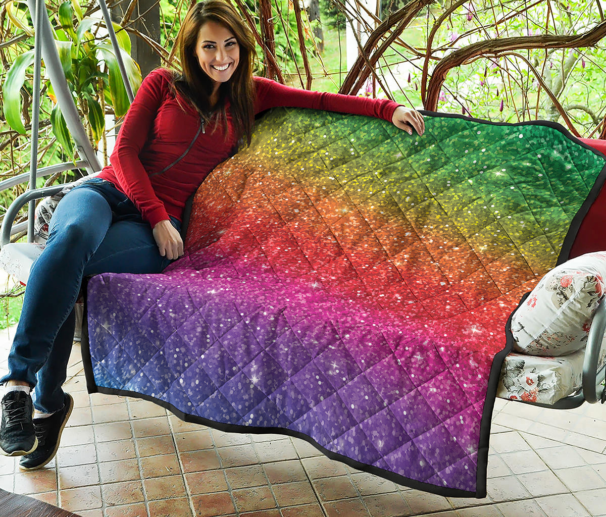 Rainbow Glitter Artwork Print (NOT Real Glitter) Quilt