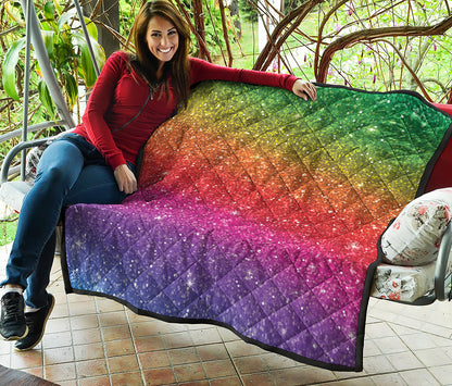 Rainbow Glitter Artwork Print (NOT Real Glitter) Quilt