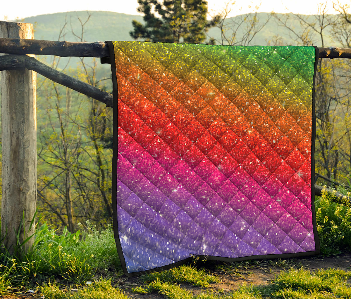 Rainbow Glitter Artwork Print (NOT Real Glitter) Quilt