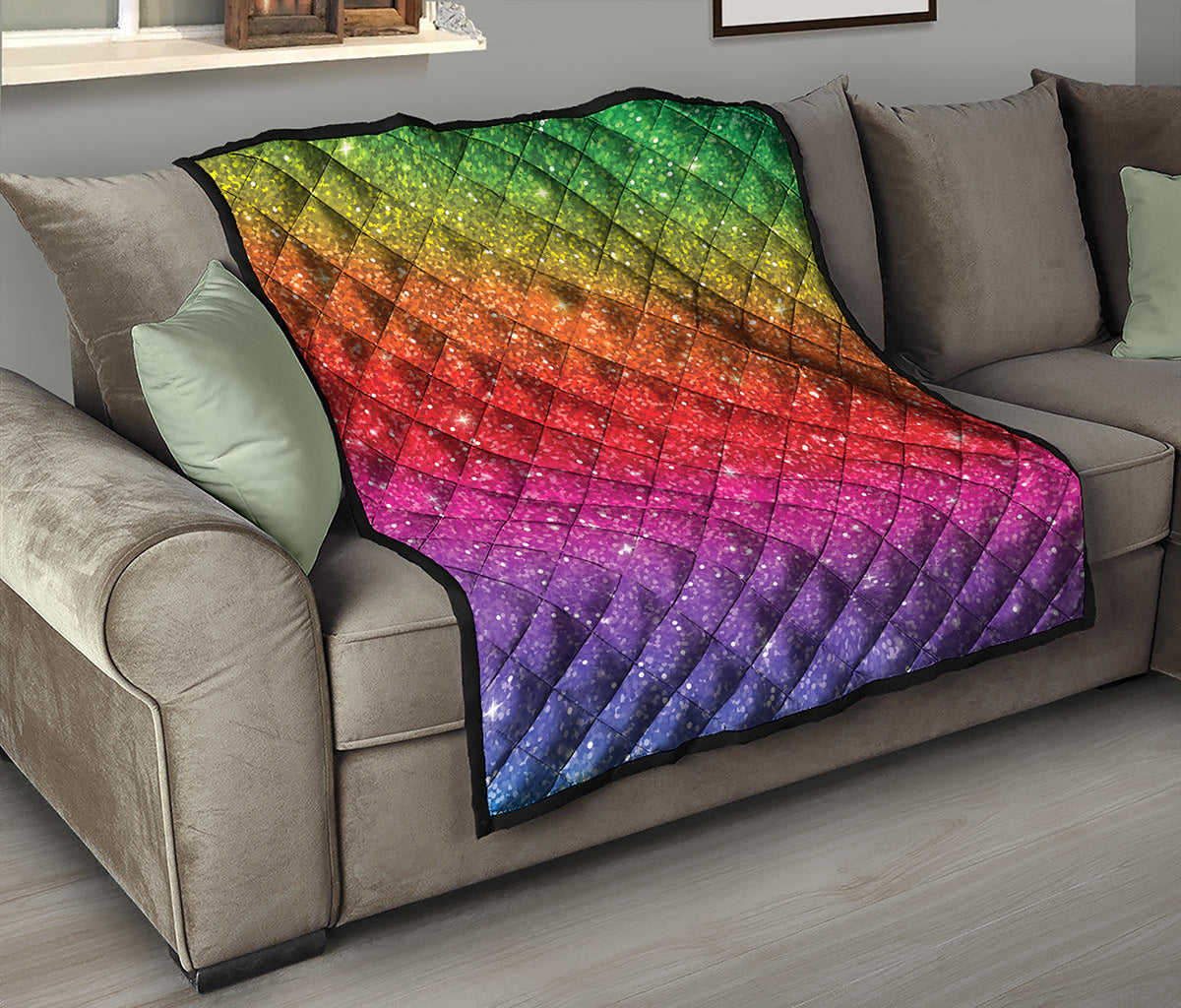Rainbow Glitter Artwork Print (NOT Real Glitter) Quilt