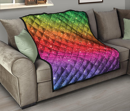 Rainbow Glitter Artwork Print (NOT Real Glitter) Quilt