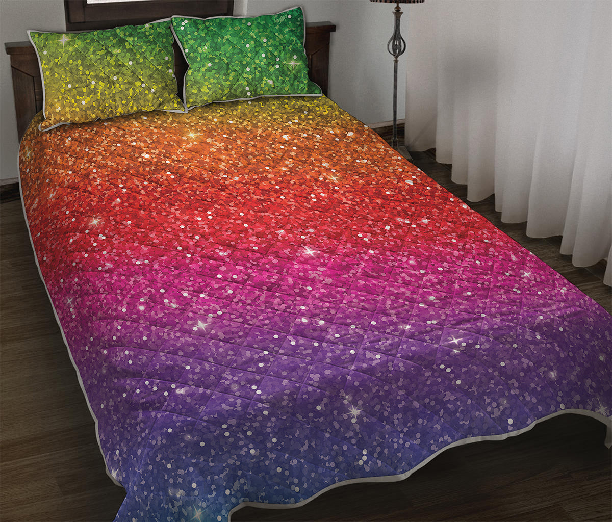 Rainbow Glitter Artwork Print (NOT Real Glitter) Quilt Bed Set