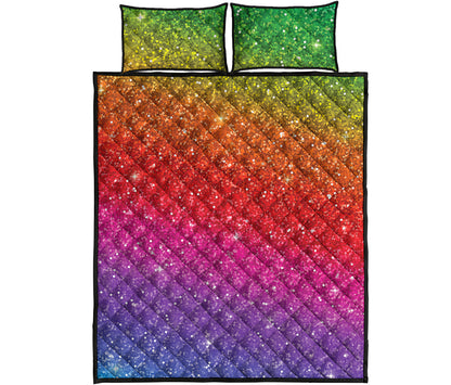 Rainbow Glitter Artwork Print (NOT Real Glitter) Quilt Bed Set