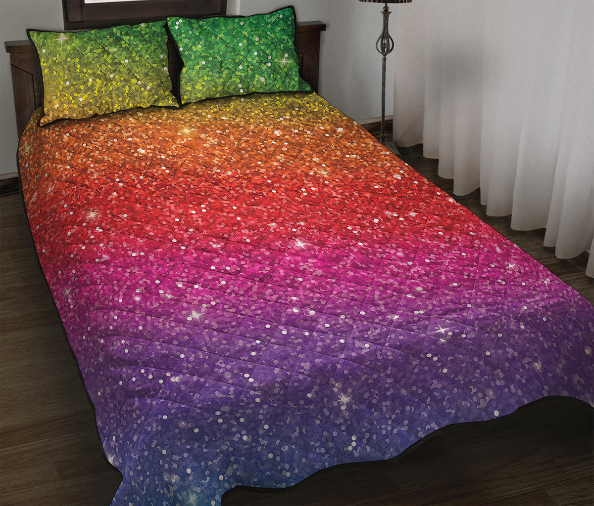 Rainbow Glitter Artwork Print (NOT Real Glitter) Quilt Bed Set