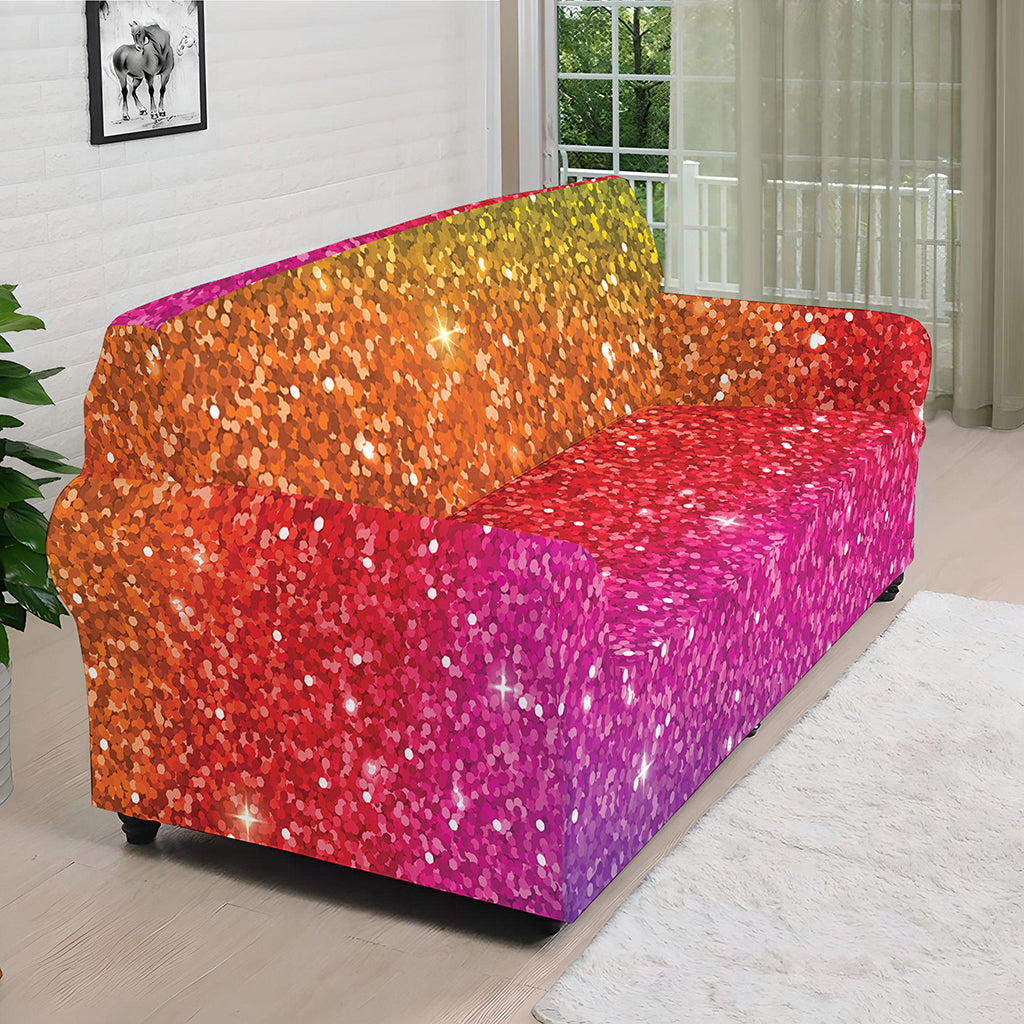 Rainbow Glitter Artwork Print (NOT Real Glitter) Sofa Cover
