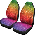 Rainbow (NOT Real) Glitter Artwork Print Universal Fit Car Seat Covers