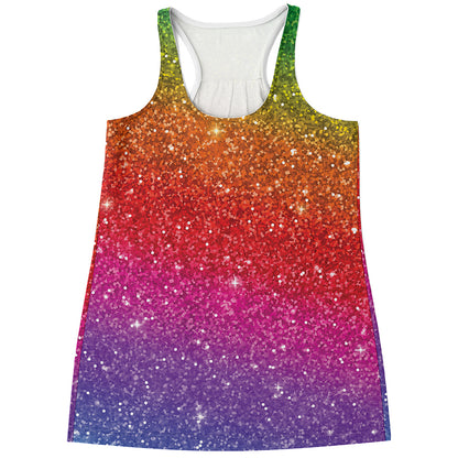 Rainbow Glitter Artwork Print (NOT Real Glitter) Women's Racerback Tank Top