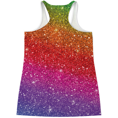 Rainbow Glitter Artwork Print (NOT Real Glitter) Women's Racerback Tank Top